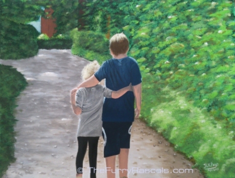 Lewis and Katie-Cyprus Gallery, painting in Acrylics by Jo